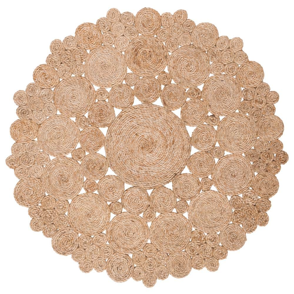 Handwoven Natural Jute Round Area Rug, 4' Diameter