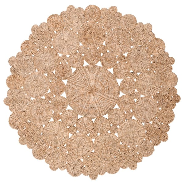 SAFAVIEH Natural Fiber Beige 4 ft. x 4 ft. Solid Color Round Area Rug