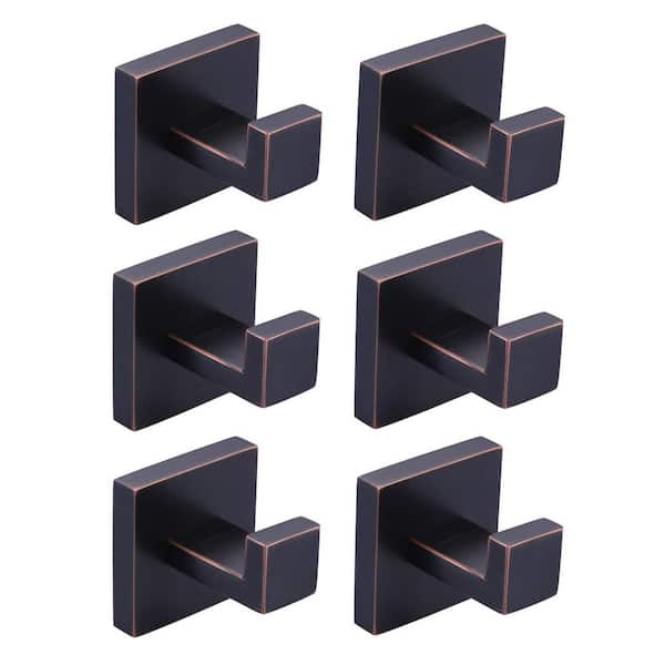 Stainless Steel Single J-Hook Robe/Towel Hook in Oil Rubbed Bronze 6-Pack