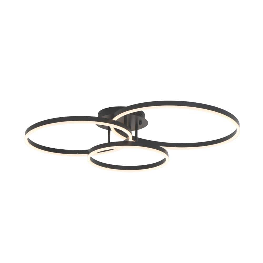 3-Light 40 in. Rings Modern LED Dimmable Black Semi-Flush Mount for Living Room Bedroom price history on PriceWatchPro