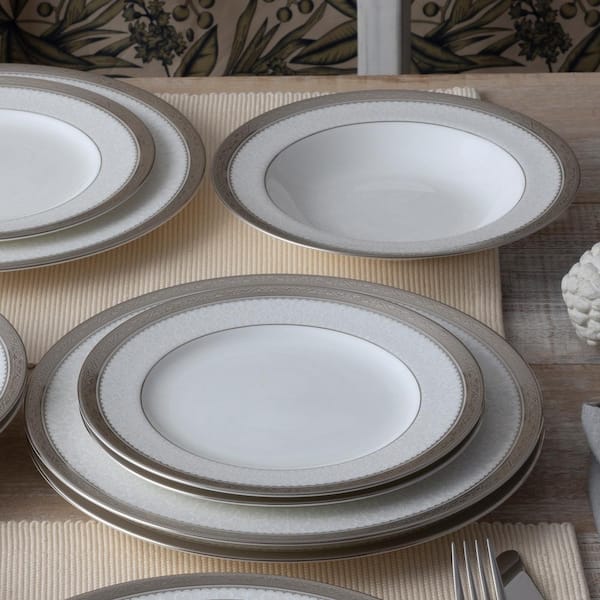 Noritake Odessa Platinum 12-Piece (Platinum) Bone China Dinnerware Set,  Service for 4 4875-12H - The Home Depot