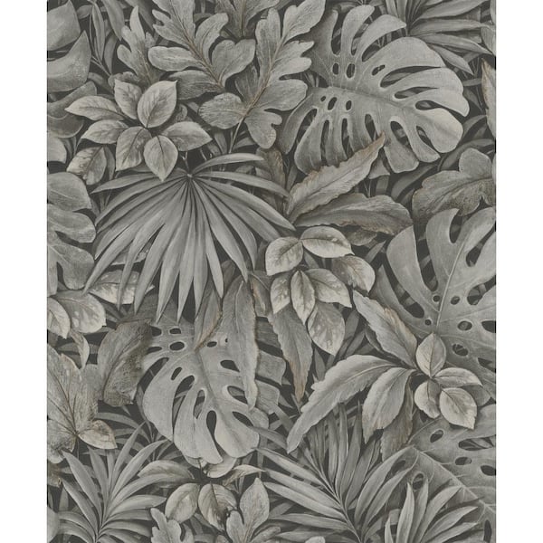 Unbranded Jungle Leaves Brown Matte Finish Vinyl on Non-Woven Non-Pasted Wallpaper Sample
