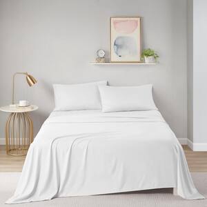 4-Piece White Microfiber Queen All Season Soft Touch Sheet Set