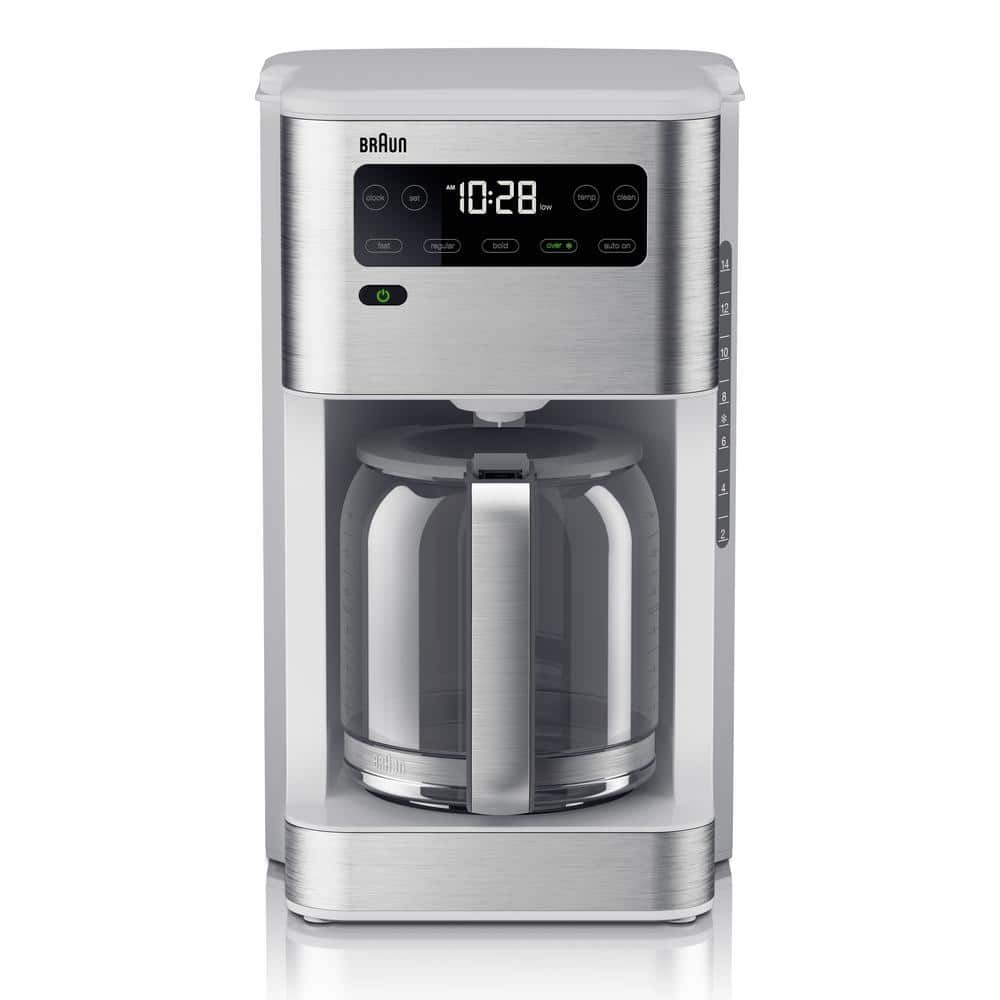 Braun PureFlavor 14-Cup Programmable Stainless Steel White Drip Coffee ...