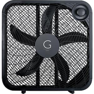 20 in. Black 3-Speed Settings Box Fan with Max Cooling Technology
