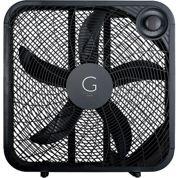 GENESIS 20 in. Black 3-Speed Settings Box Fan with Max Cooling Technology