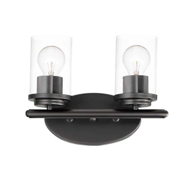 Corona 26.25 in. 2-Light Black Bath Vanity Light