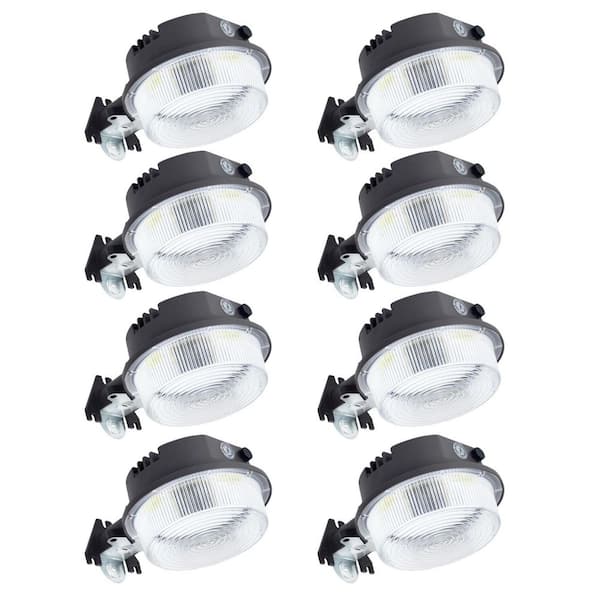 KOAOEIRS 150-Watt Equivalence 4000 Lumen 120° Bronze LED Barn Light with Dusk to Dawn Photocell Integrated LED Flood Light 8-PACK