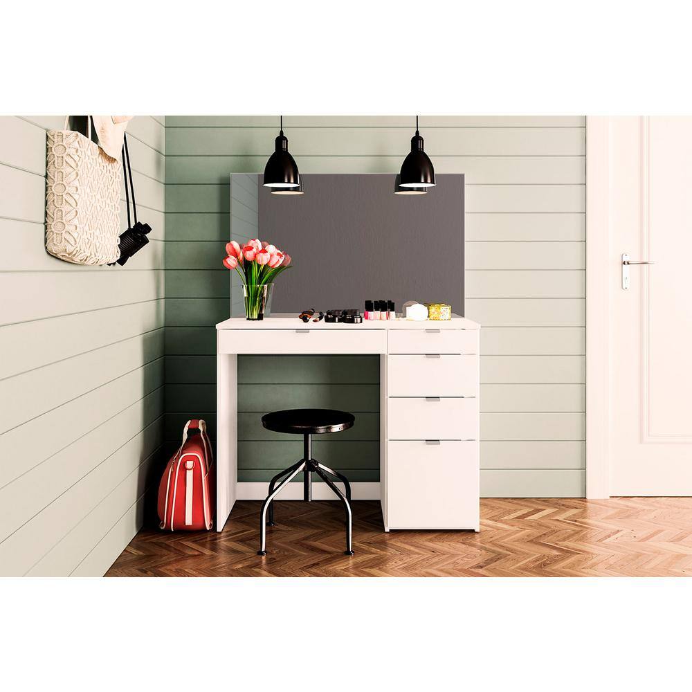Vanna White Bedroom Vanity with Mirror and 5Drawers 401801660001 The