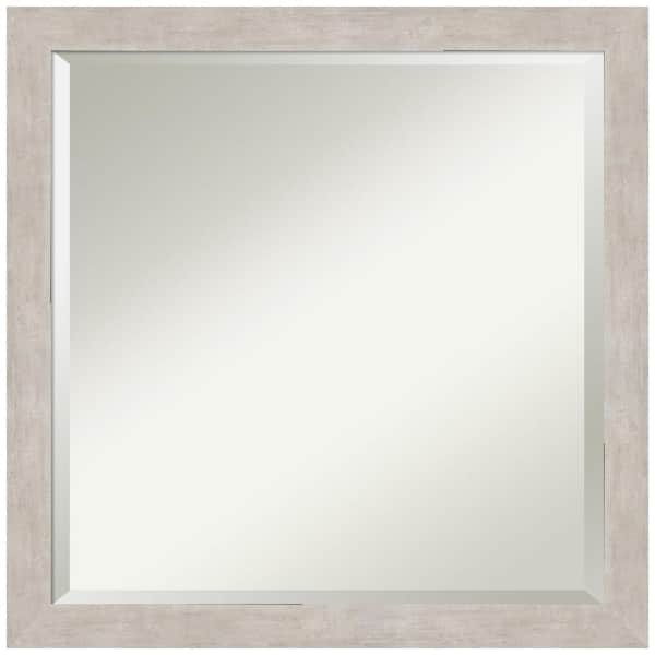 Marred Silver 22.5 in. W x 22.5 in. H Wood Framed Beveled Wall Mirror in  Silver