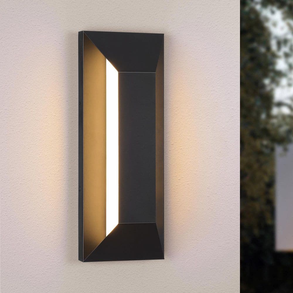 Black Integrated LED Outdoor Hardwired Wall Lantern Sconce with Frosted Glass Shade price history on PriceWatchPro