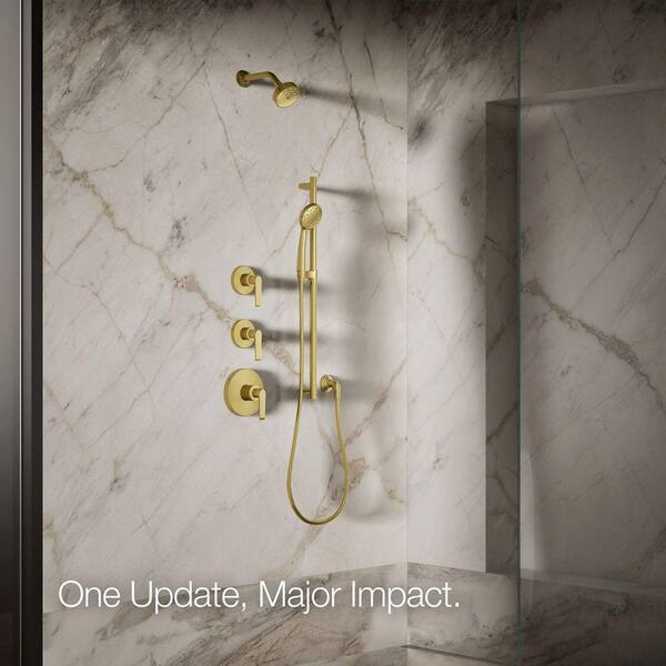 KOHLER Awaken G90 1-Spray Patterns with 2.5 GPM 3.5 in. Wall Mount Fixed Showerhead in Vibrant Brushed Moderne Brass