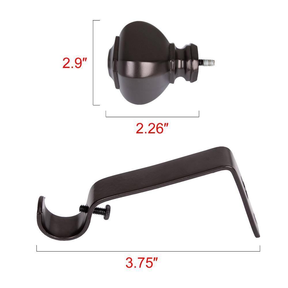 Adjustable Oil Rubbed Bronze Metal Curtain Rod 48-86 Inch