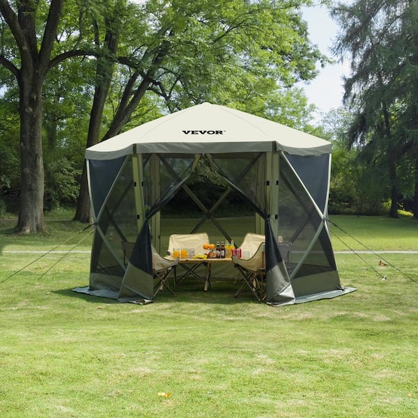 Pop Up Gazebo Tent 10 ft. x 10 ft. Screen Tent Pop-Up Screen Tent 6 Sided Canopy with 6 Removable Privacy Wind Cloths