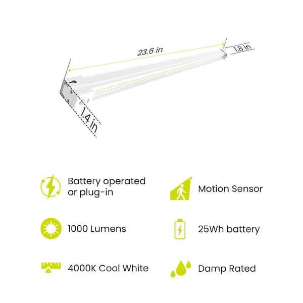 Feit Electric 2 ft. Battery Operated LED White Motion Sensor 25 WH