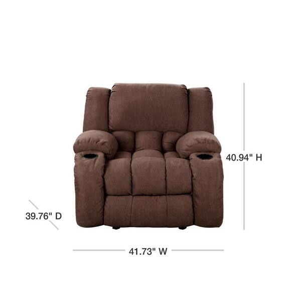 Lyla 42 In Width Big And Tall, Microfiber Recliner Chair With Cup Holder