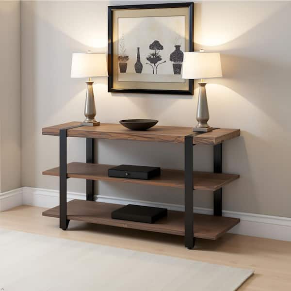 Alaterre Furniture Modesto 48 in. Rustic/Natural Standard Rectangle Wood Console Table with Storage