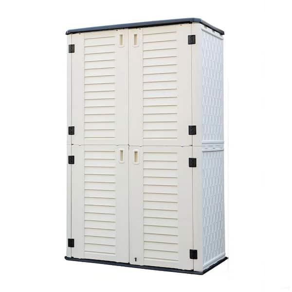 4.2 ft. W x 2.5 ft. D White Outdoor Resin Storage Shed with Lockable Doors for Gardening Lawn Tools (10.07 sq ft)