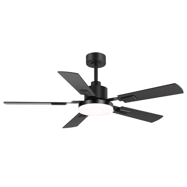 Breezary Larrisa 52 in. Indoor Black Ceiling Fan with Integrated LED Light with Remote Control Included