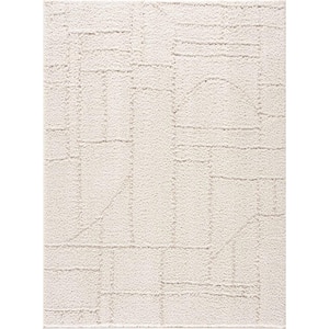 Andia 2 ft. X 3 ft. Cream, White Neutral Minimalist Geometric Contemporary Modern Soft Area Rug