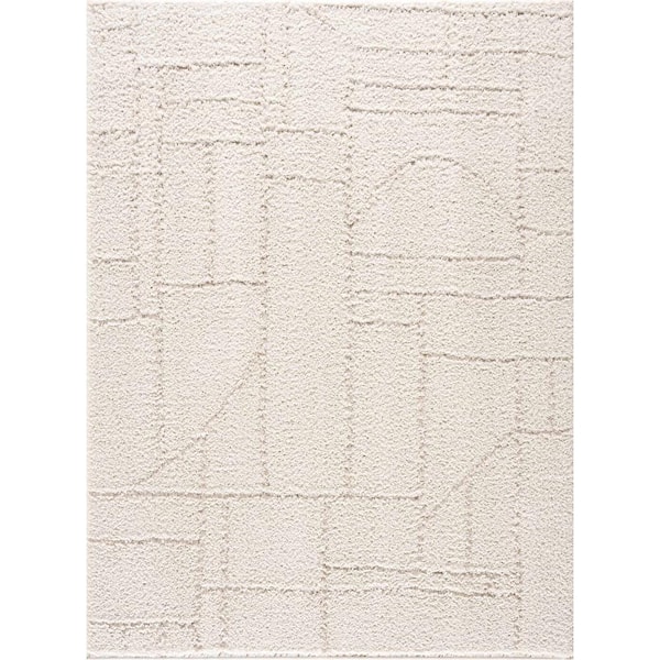 HAUTELOOM Andia 8 ft. X 10 ft. Cream, White Area Rug