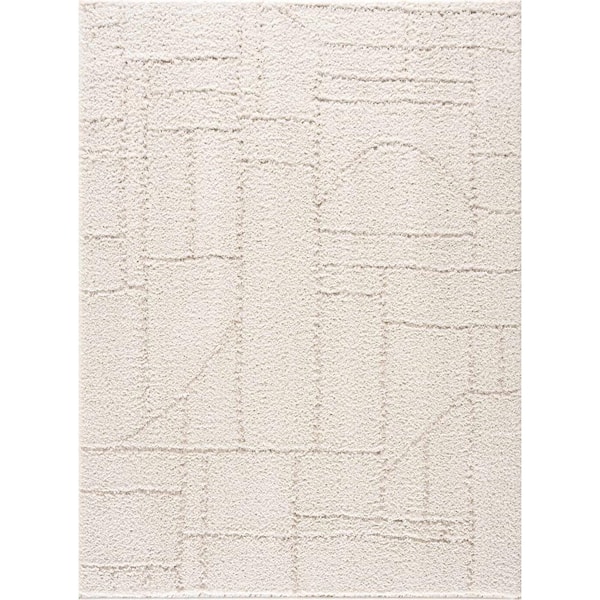 HAUTELOOM Andia 8 ft. X 10 ft. Silver Gray, Silverstone Neutral Minimalist Geometric Contemporary Modern Soft Area Rug