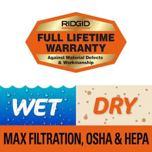16 Gallon 6.5 Peak HP NXT Wet/Dry Shop Vacuum, Fine Dust Filter, Locking Hose, Accessories, OSHA and HEPA Filtration Kit
