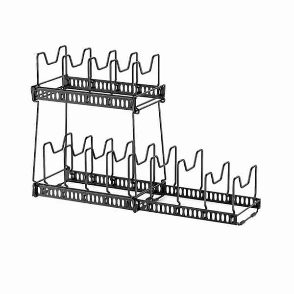 Black Pots and Pans Organizer Kitchen Rack 3 Pack Under Cabinet Adjustable 2 Tier 14 Dividers Easy Install