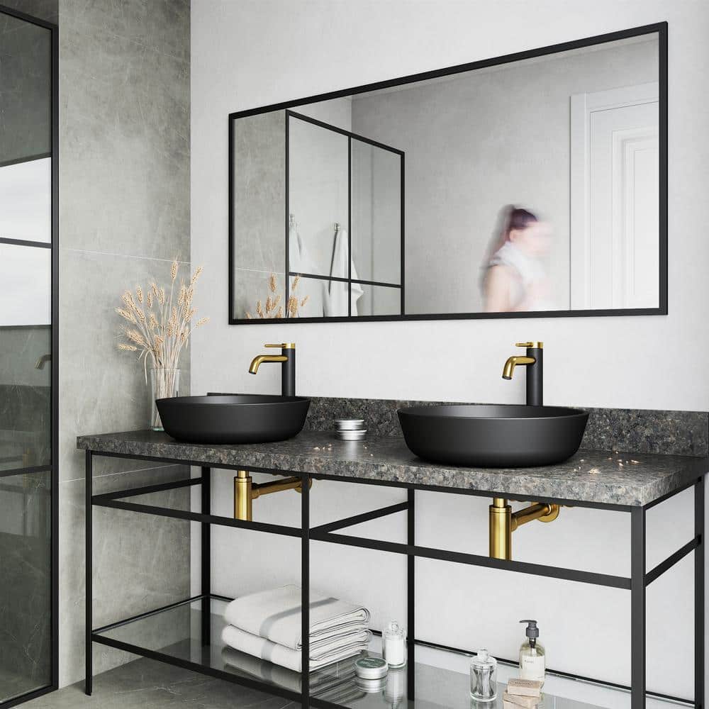 Lexington Matte Gold and Black Single Handle Bathroom Faucet