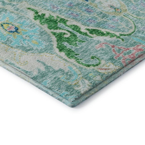 Mayfield Premium Machine Washable Abstract AMF1932 Teal 5 ft. x 7 ft. 6 in. Area Rug