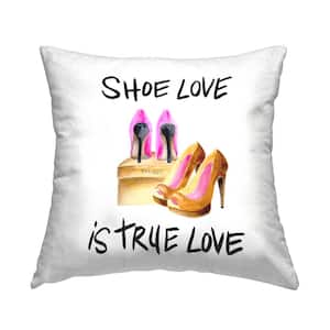 Shoes True Love Glam Black Print Polyester 18 in. x 18 in. Throw Pillow