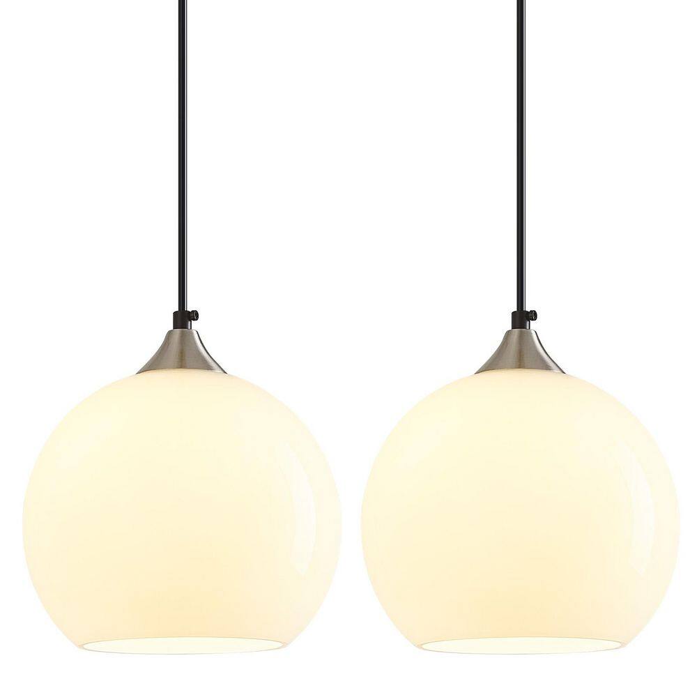 Home Lighting 60W 2-Light Milky Luster Glass Modern Globe Pendant Light Fixtures for Kitchen Island (7.87 in, 2-Pack) price history on PriceWatchPro
