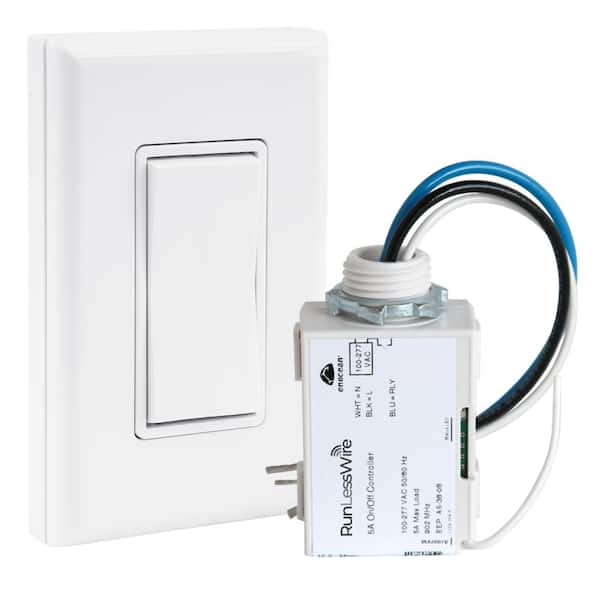 RunLessWire Simple Wireless Light Switch Kit, No-Wires and Battery-Free Light Switches for Home (1 Receiver and 1 Light Switch)