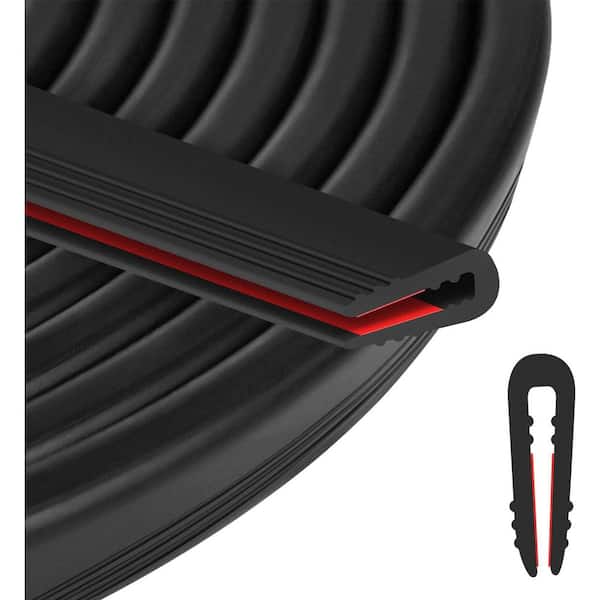 10Ft Self Adhesive EPDM Rubber U Channel Edge Trim Seal Strip for Car Doors, Glass, Metal, Black, Edging