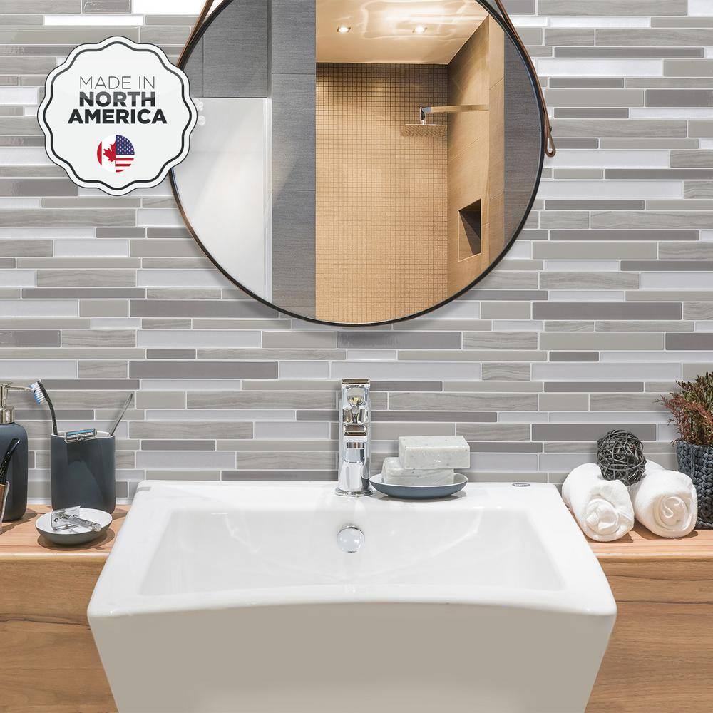Milano Grigio Peel and Stick Vinyl Backsplash Tiles, 4-Pack