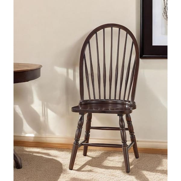 HomeRoots Espresso Wood Windsor Back Side Chair
