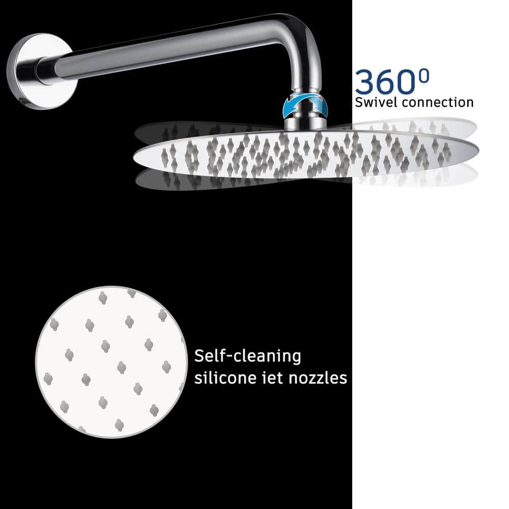 Chrome Dual Round Rain Shower System with Handheld and Wall Mount