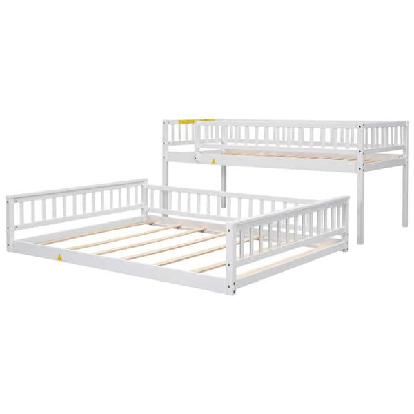 Nestfair White Twin XL Over Queen Bunk bed with Ladder and