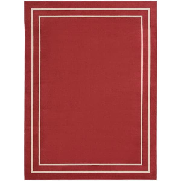 Essentials Brick/Ivory 8 ft. x 10 ft. Solid Contemporary Indoor/Outdoor Area Rug