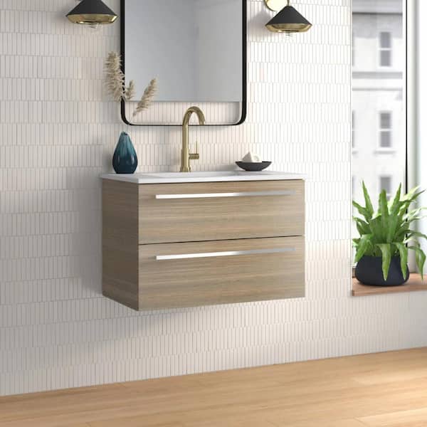 Cutler Kitchen and Bath Silhouette 30 in. W x 18 in. D x 20 in. H Single Sink Bathroom Vanity in Aria with Cultured Marble Top in White