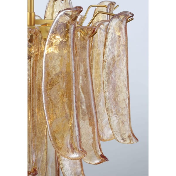 Regent 60-Watt 4-Light Legacy Brass Chandelier with Amber Crackled Glass Shades, No Bulbs Included