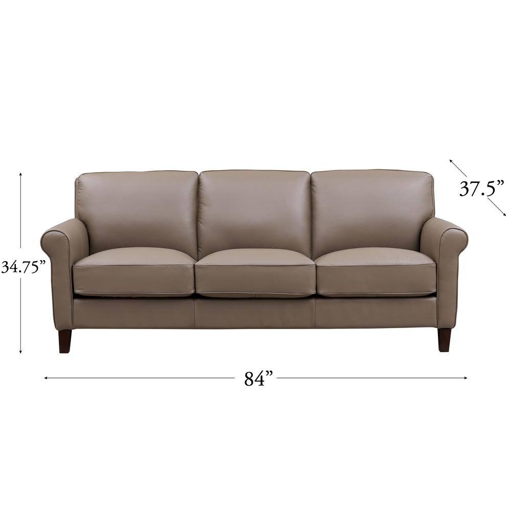 Laguna 84'' Brown Leather Lawson Sofa with Rolled Arms