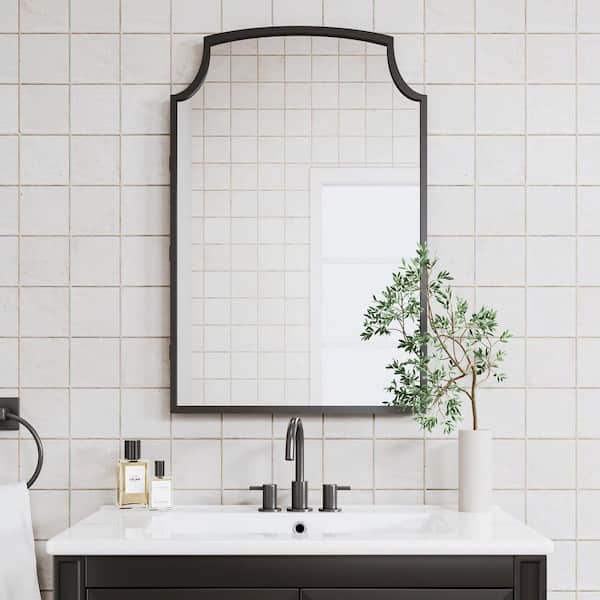 19.7 in. W x 29.9 in. H Classic Novelty Recessed/Surface Mount Medicine Cabinet with Mirror in Black