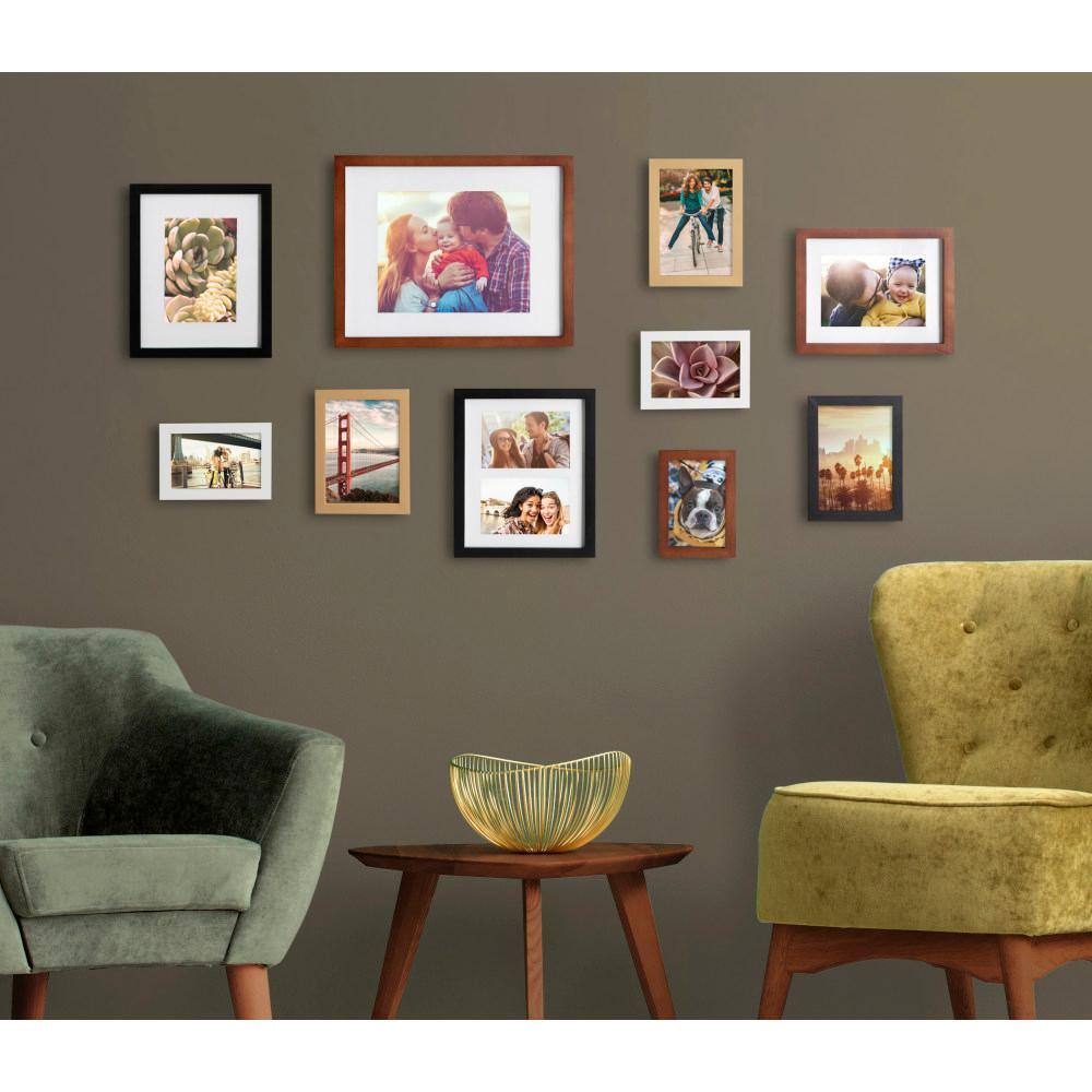 Classic Mid-Century Modern Walnut Wood Wall Frame Gallery Set