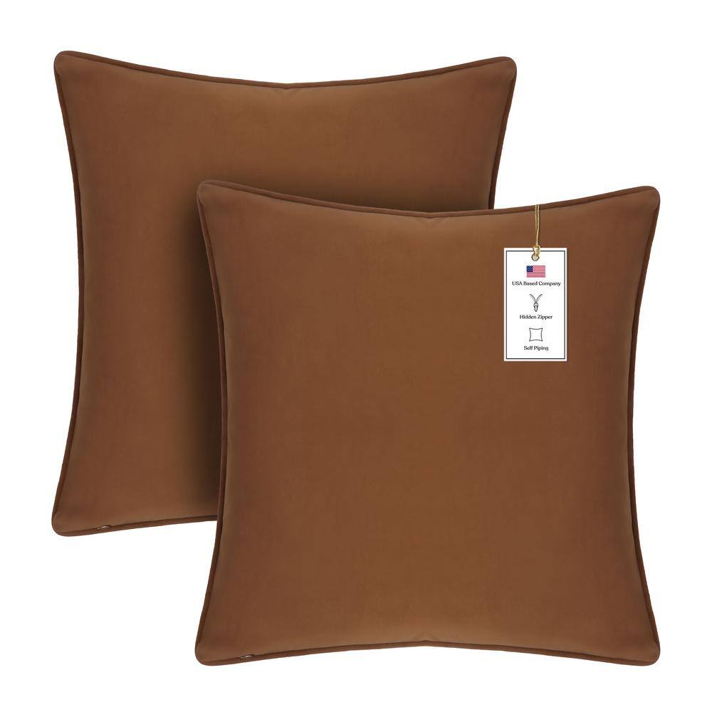 A1HC Burnt Caramel Velvet Decorative Pillow Cover Pack of 2, 24 in. x 24 in. Hidden YKK Zipper, Throw Pillow Covers Only price history on PriceWatchPro