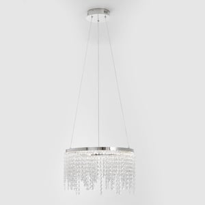 15.8 in. Home Decor Light Fixtur Chrome Integrated LED Semi- Flush Mount with Crystal Shade Chandelier No Bulbs Included