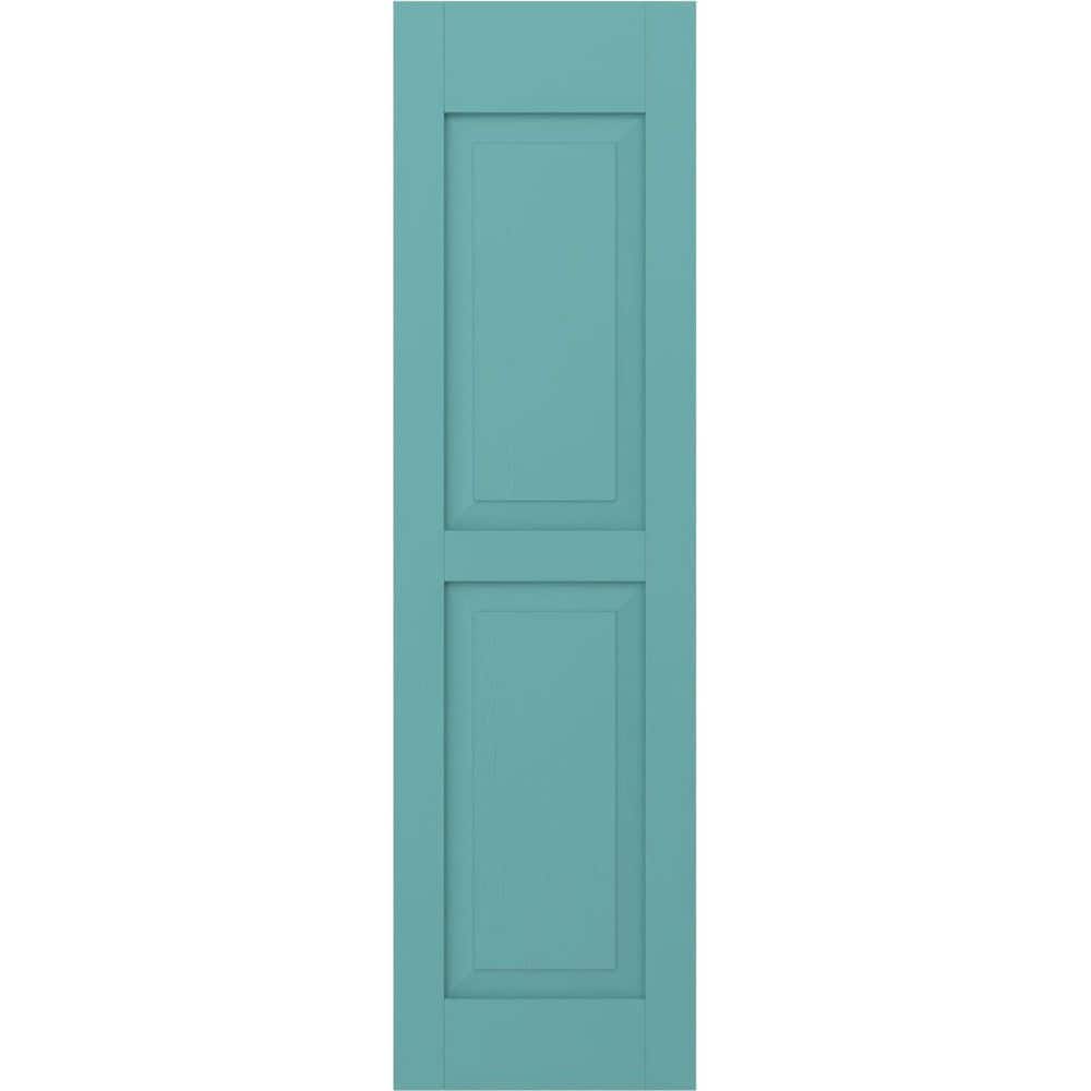 18 in. W x 68 in. H Americraft 2 Equal Raised Panel Exterior Real Wood Shutters (Per Pair) in Pure Turquoise price history on PriceWatchPro