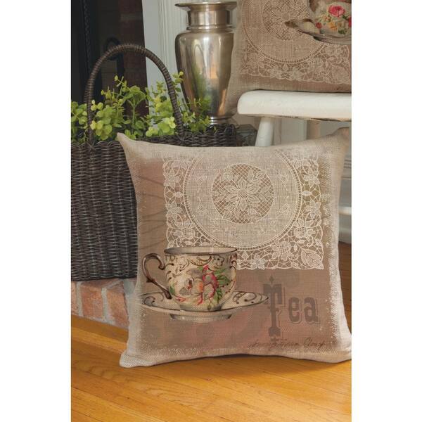 Heritage Lace Downton Tea Natural Tea Decorative Pillow