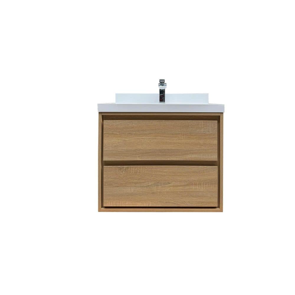 30 in. Fully Assembled Floating OAK Solid Wood Bath Vanity with Pure White Engineered Top, Soft-Close, Backsplash price history on PriceWatchPro