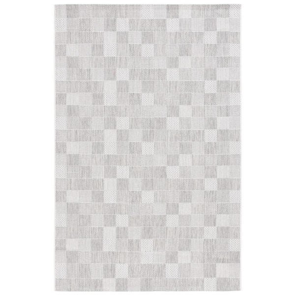SAFAVIEH Courtyard Gray/Dark Gray 4 ft. x 6 ft. 2-Toned Geometric Indoor/Outdoor Area Rug